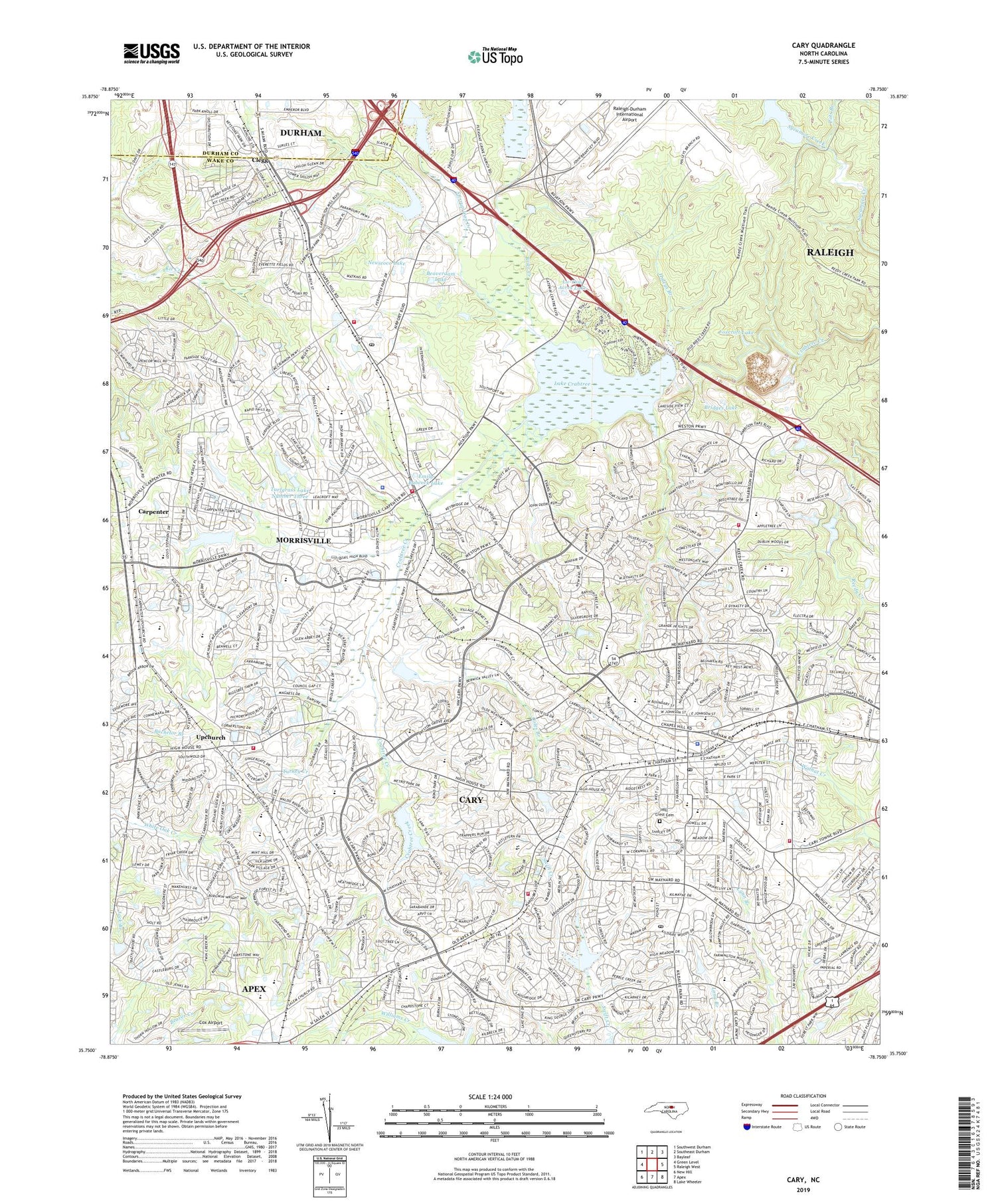 Cary North Carolina US Topo Map Image