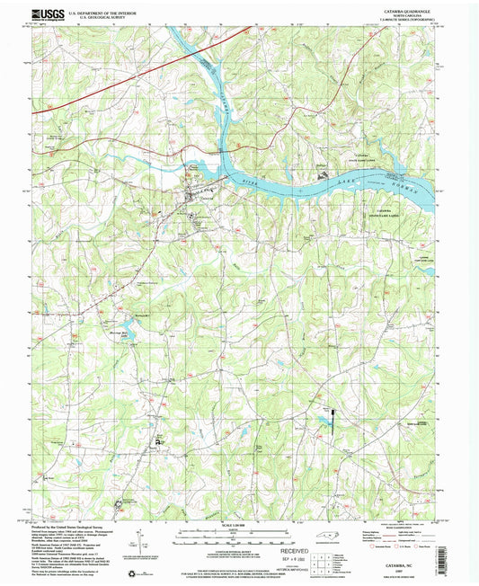 Classic USGS Catawba North Carolina 7.5'x7.5' Topo Map Image