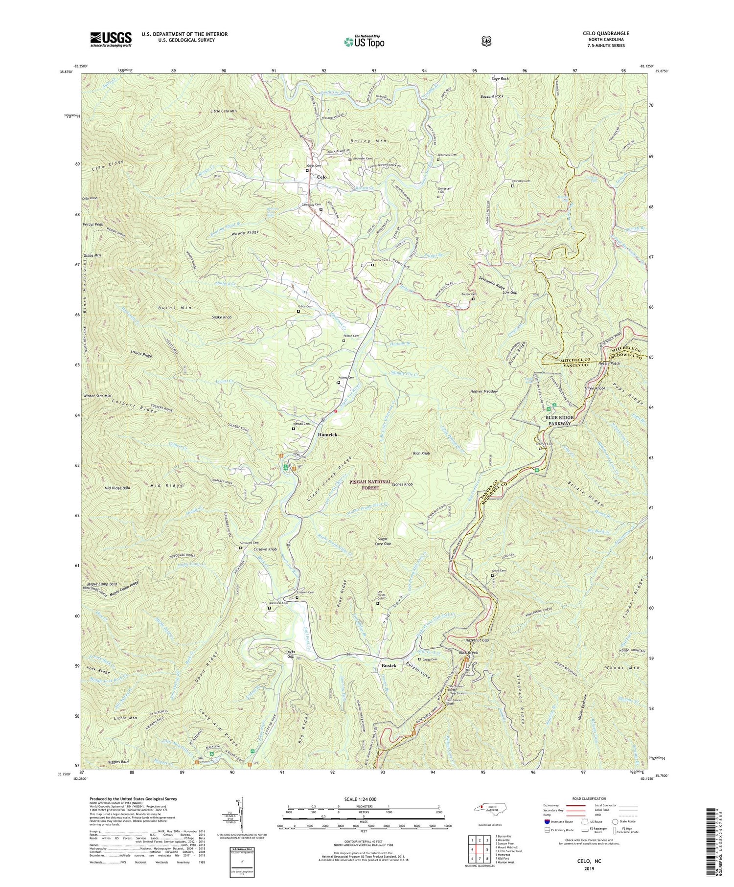 Celo North Carolina US Topo Map Image