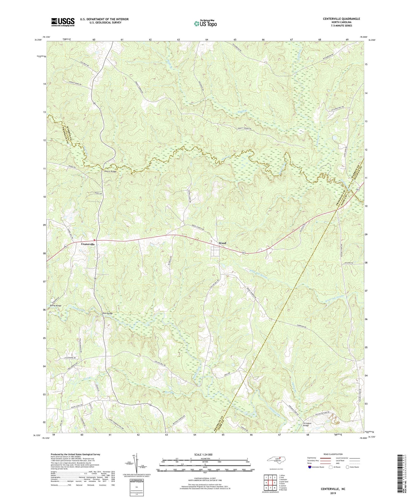 Centerville North Carolina US Topo Map Image