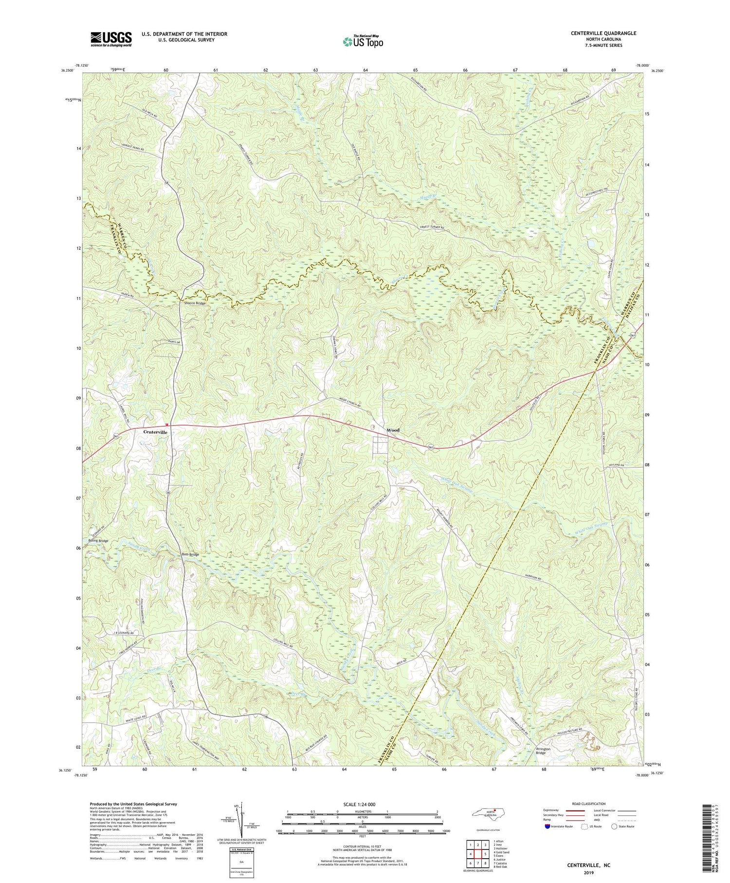 Centerville North Carolina US Topo Map Image