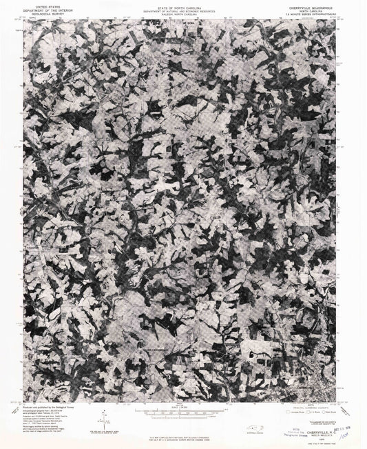 Classic USGS Cherryville North Carolina 7.5'x7.5' Topo Map Image
