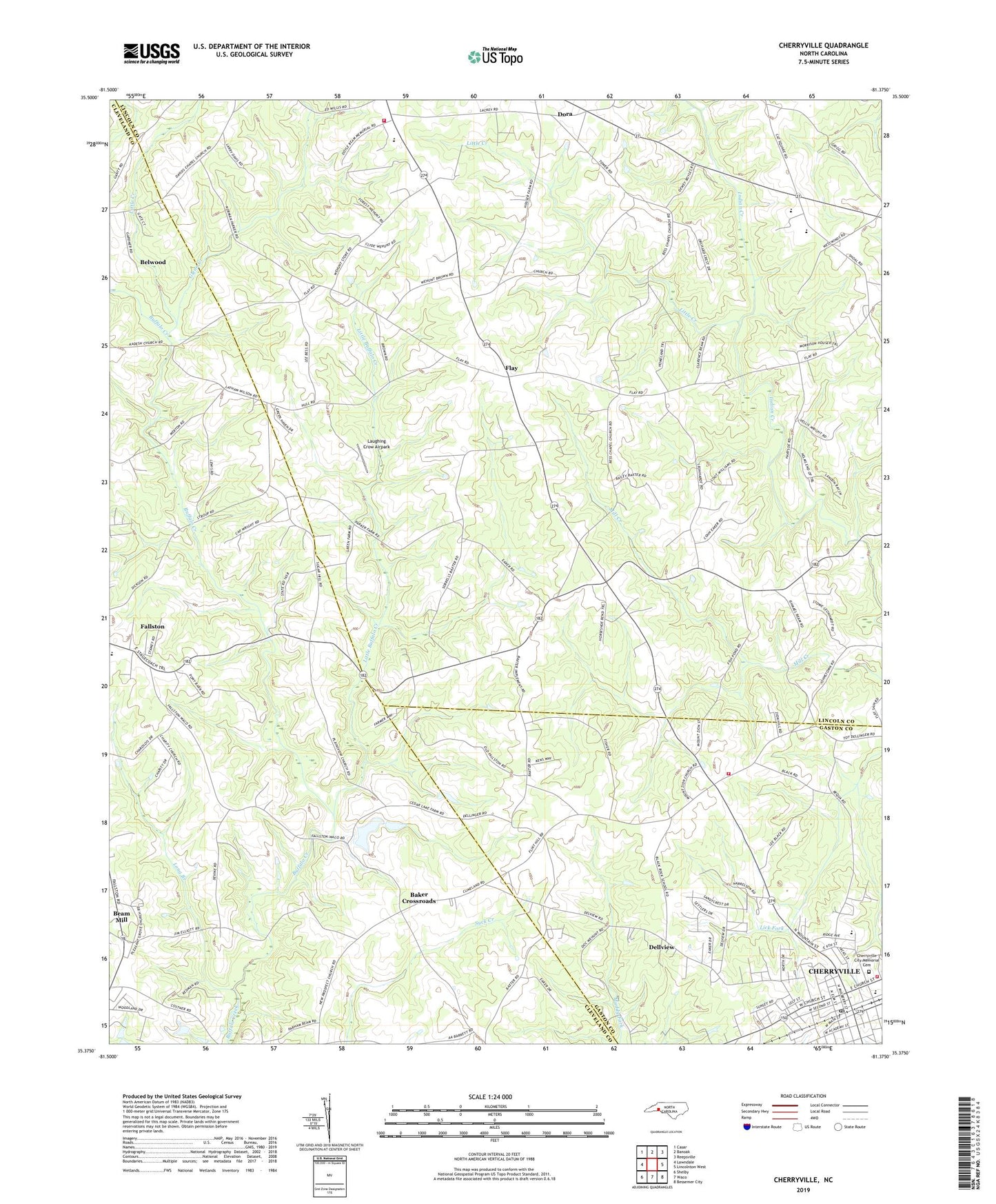 Cherryville North Carolina US Topo Map Image