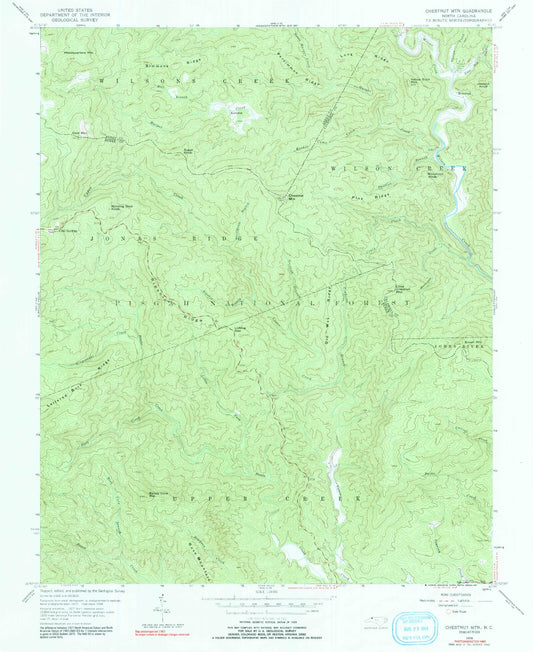 USGS Classic Chestnut Mountain North Carolina 7.5'x7.5' Topo Map Image