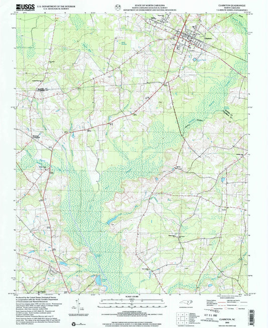 Classic USGS Clarkton North Carolina 7.5'x7.5' Topo Map Image
