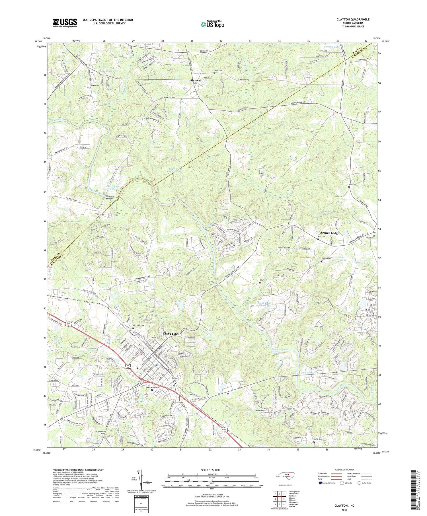 Clayton North Carolina US Topo Map Image