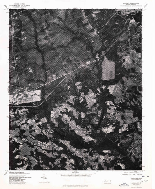 Classic USGS Clifdale North Carolina 7.5'x7.5' Topo Map Image