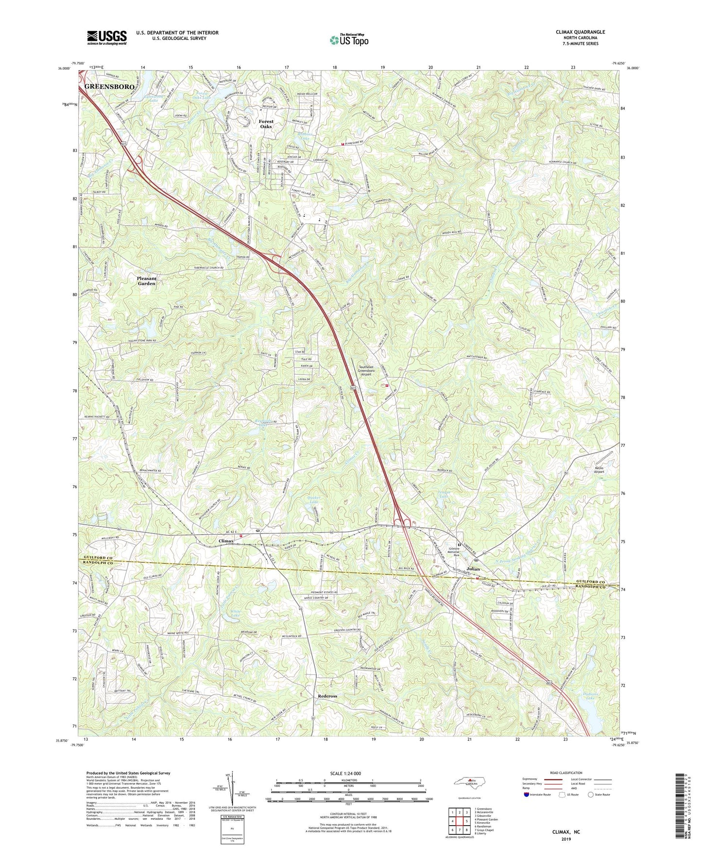 Climax North Carolina US Topo Map Image