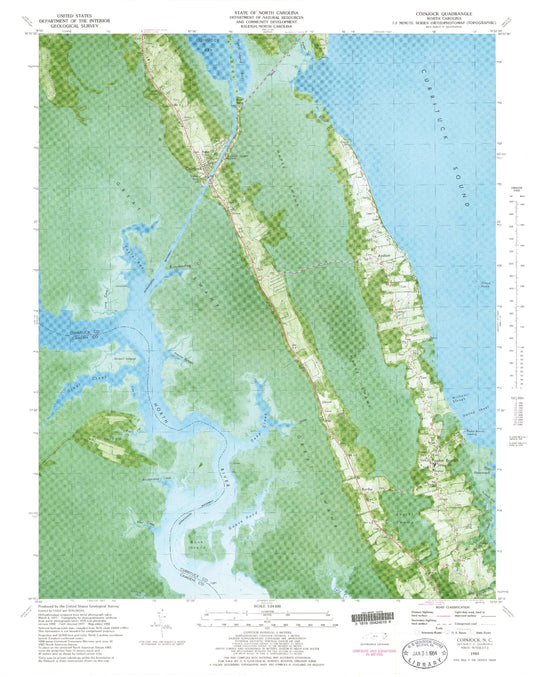 Classic USGS Coinjock North Carolina 7.5'x7.5' Topo Map Image