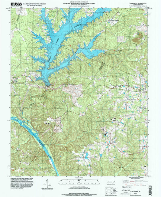 Classic USGS Cokesbury North Carolina 7.5'x7.5' Topo Map Image