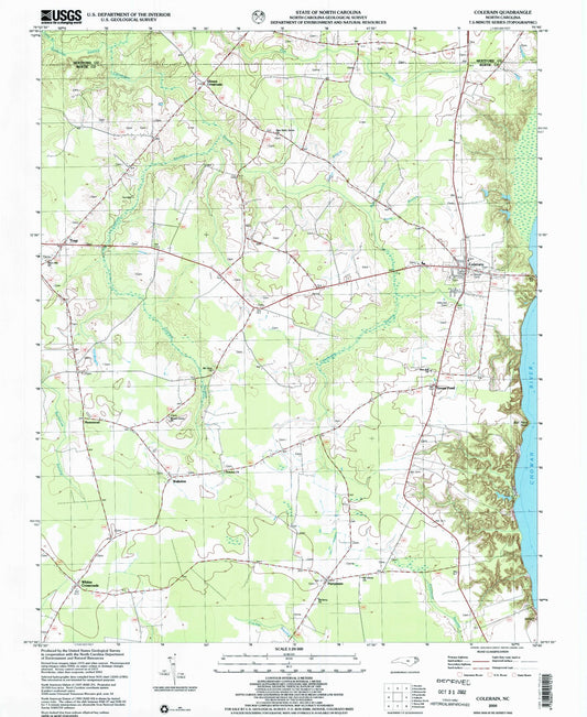 Classic USGS Colerain North Carolina 7.5'x7.5' Topo Map Image