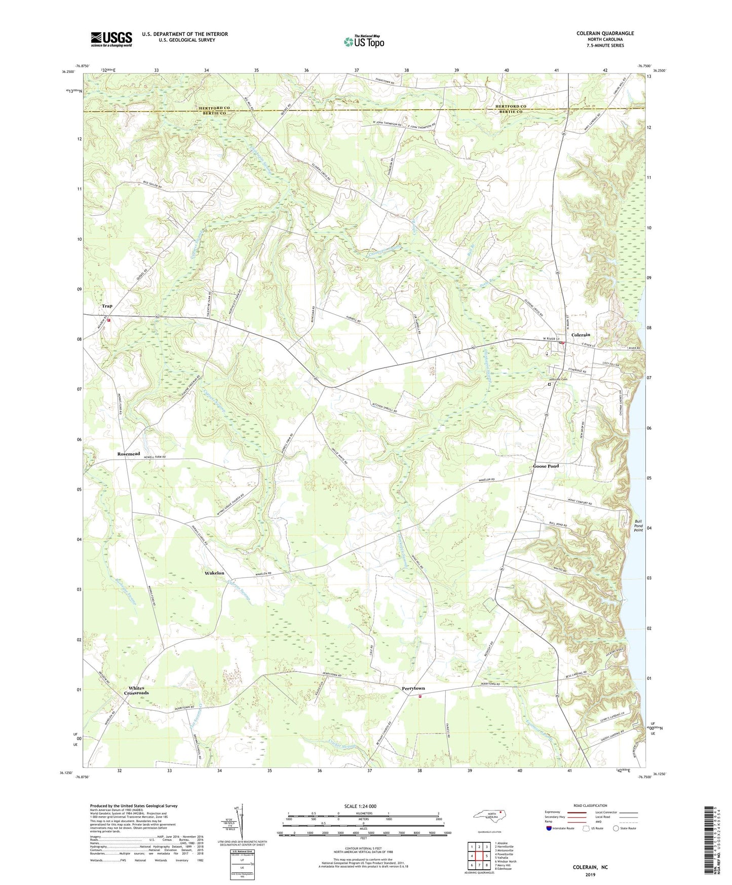 Colerain North Carolina US Topo Map Image