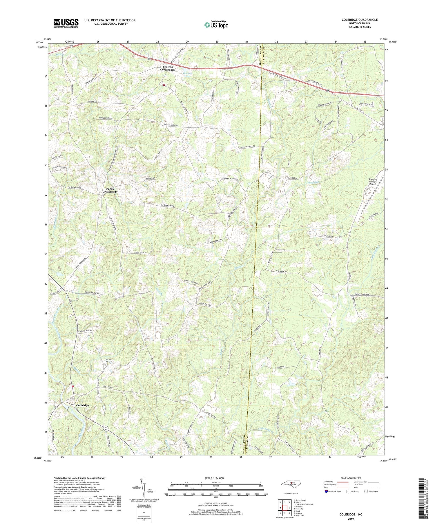 Coleridge North Carolina US Topo Map Image