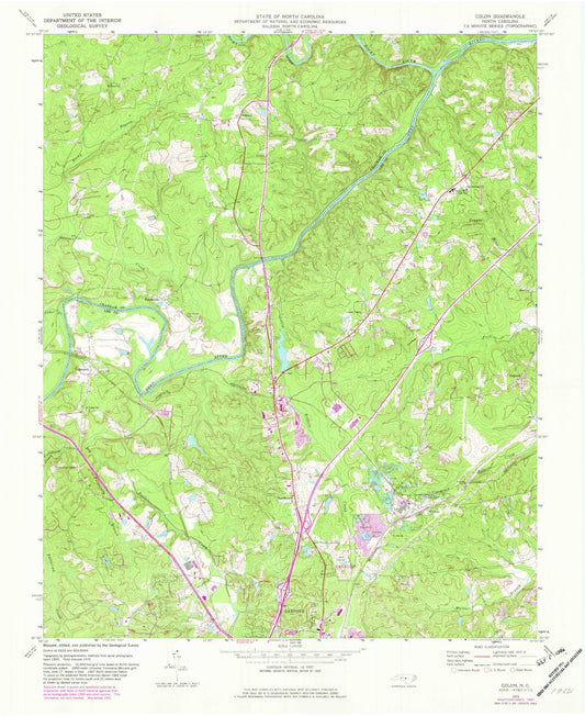 Classic USGS Colon North Carolina 7.5'x7.5' Topo Map Image
