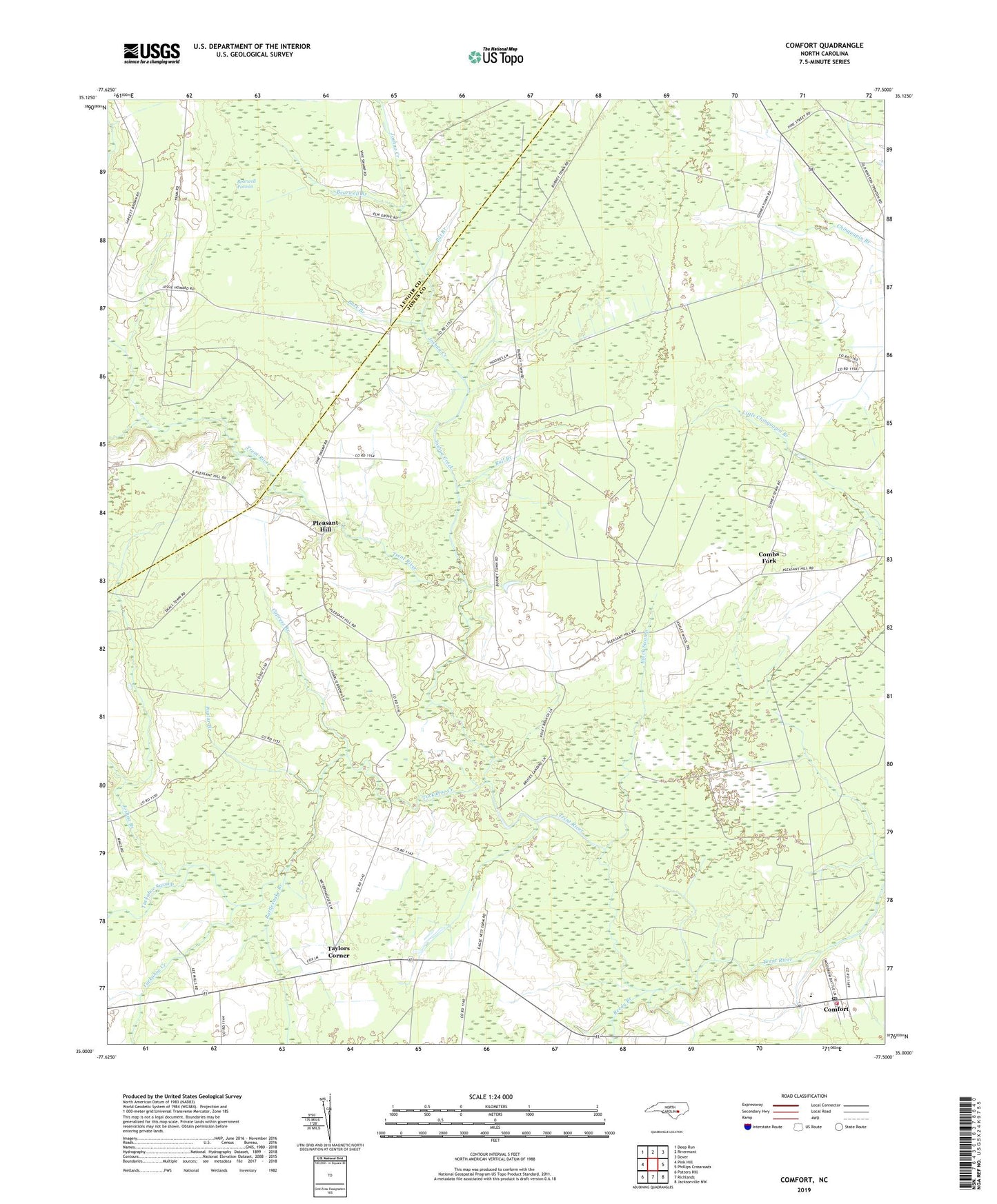 Comfort North Carolina US Topo Map Image