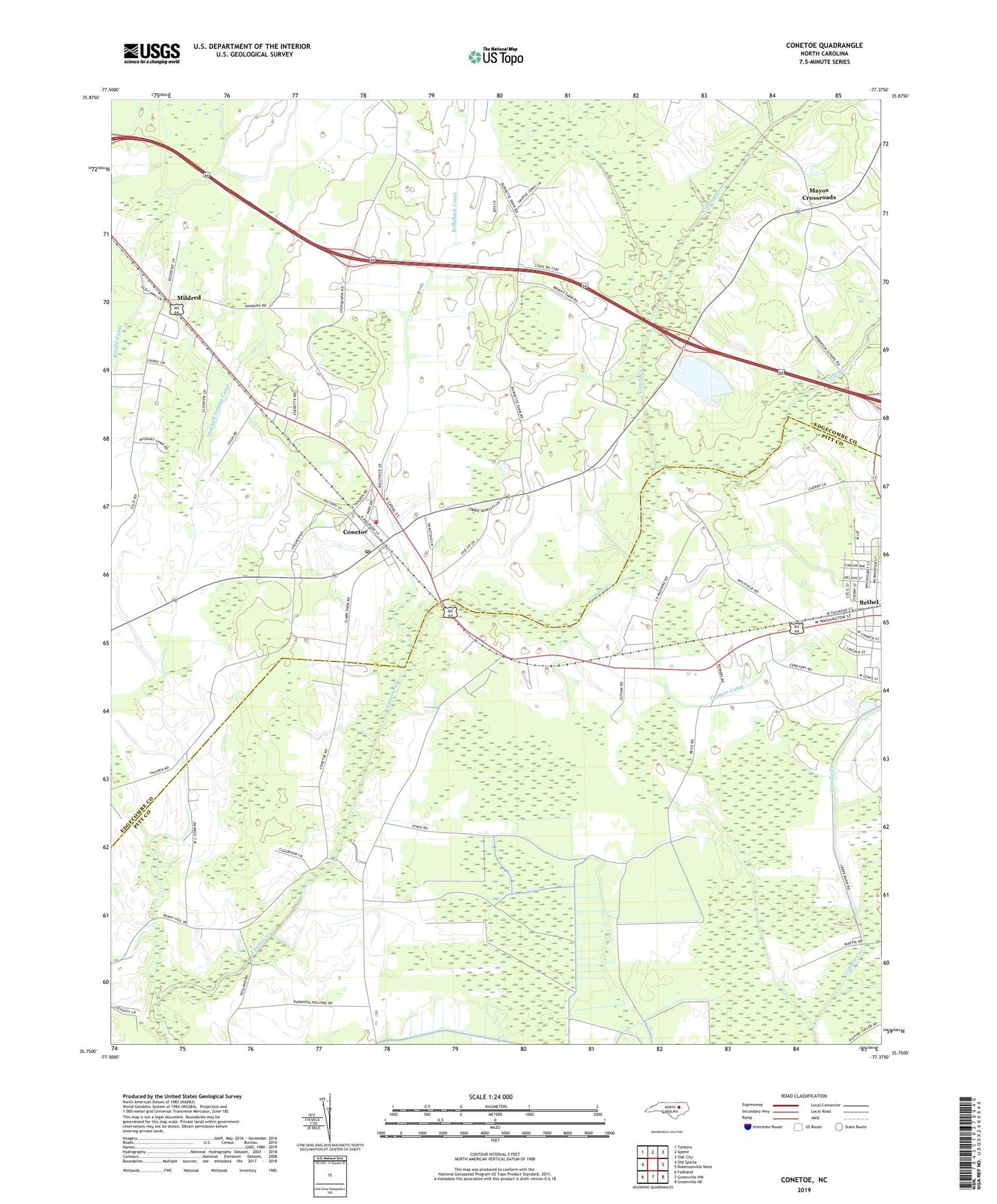 Conetoe North Carolina US Topo Map Image