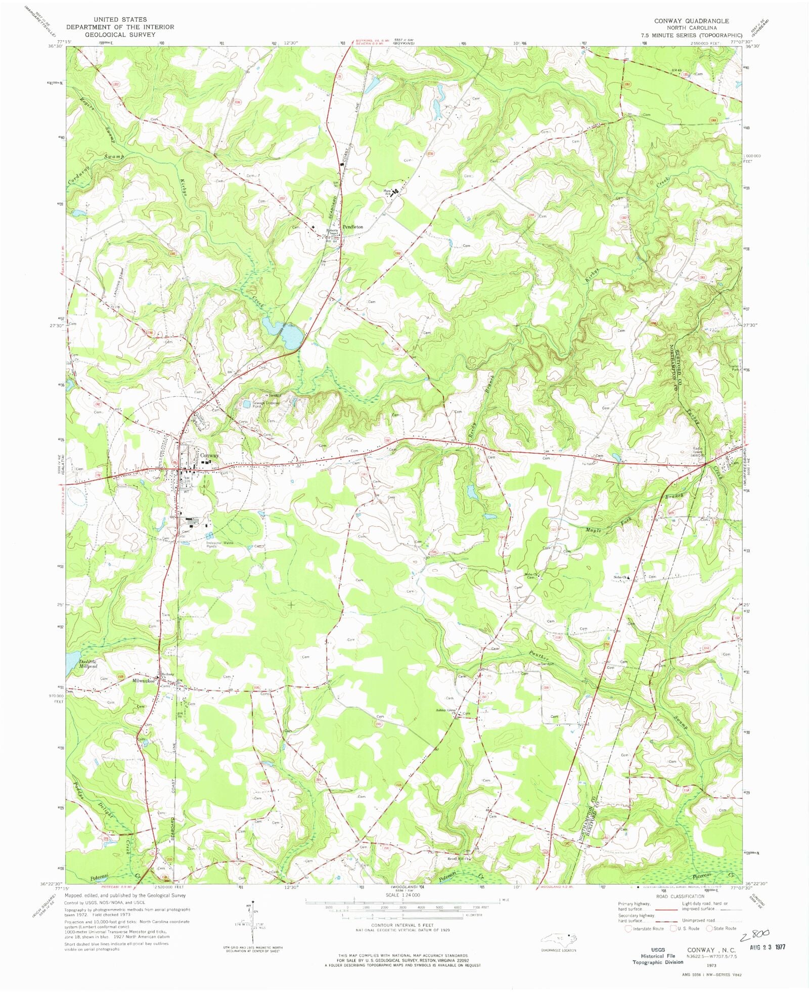 Classic USGS Conway North Carolina 7.5'x7.5' Topo Map – MyTopo Map Store