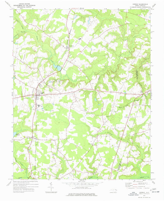 Classic USGS Conway North Carolina 7.5'x7.5' Topo Map Image