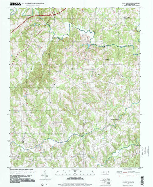 Classic USGS Cool Springs North Carolina 7.5'x7.5' Topo Map Image