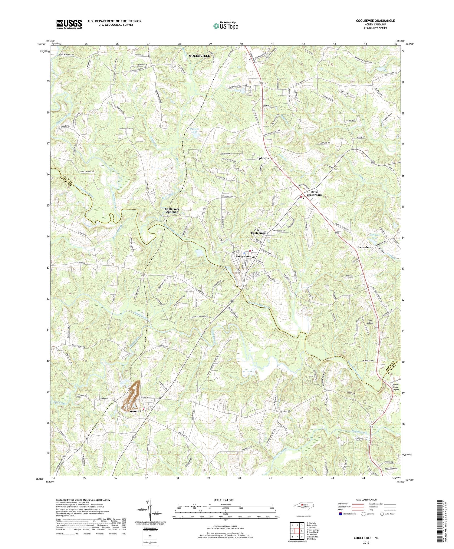 Cooleemee North Carolina US Topo Map Image