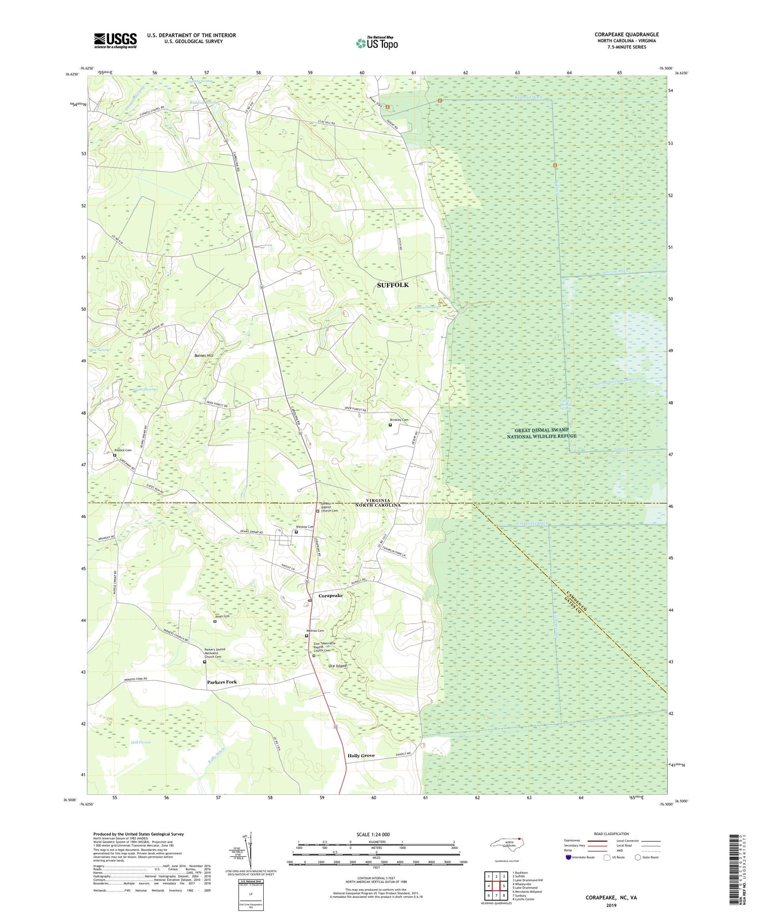 Corapeake North Carolina US Topo Map Image
