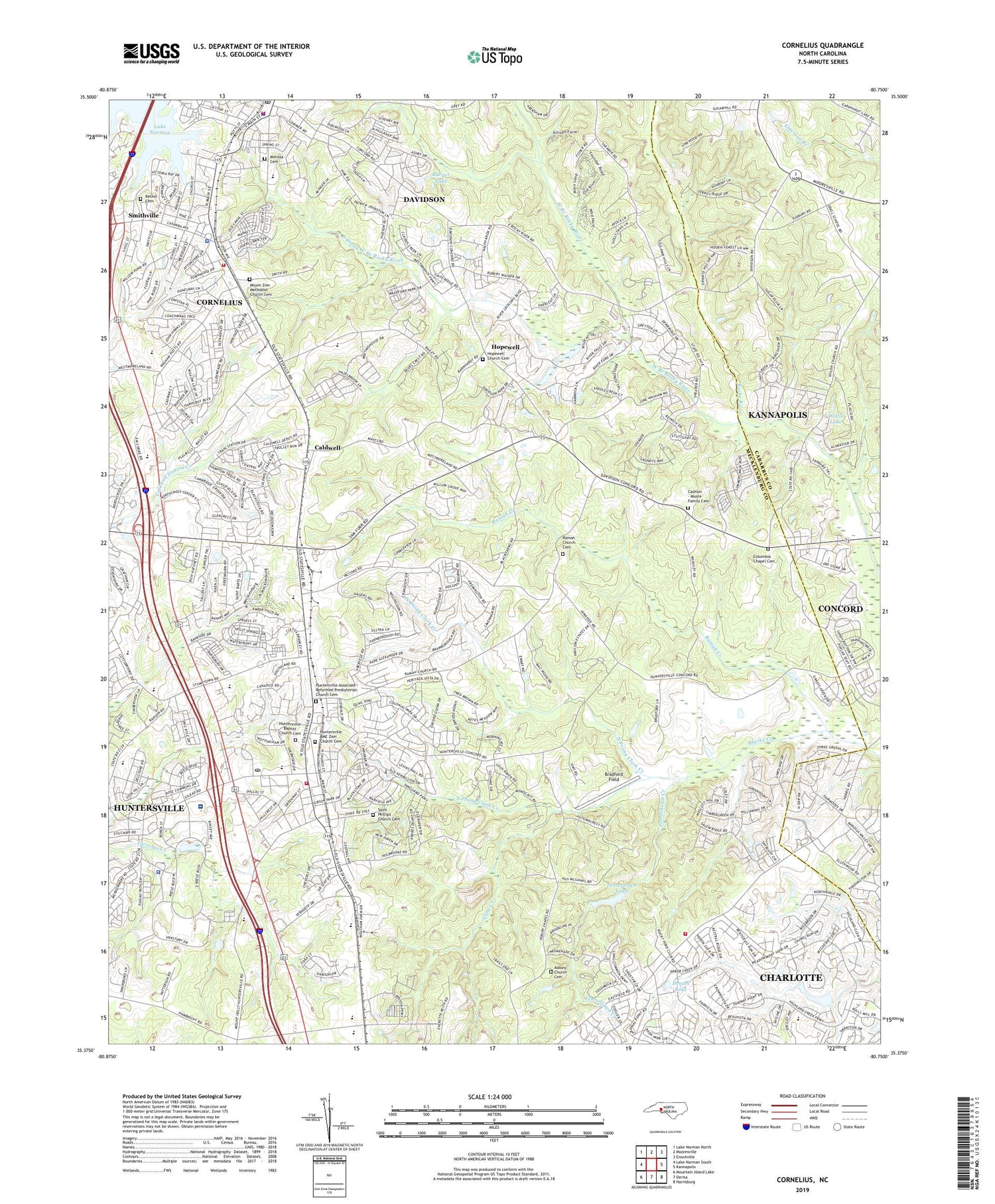 Cornelius North Carolina US Topo Map Image