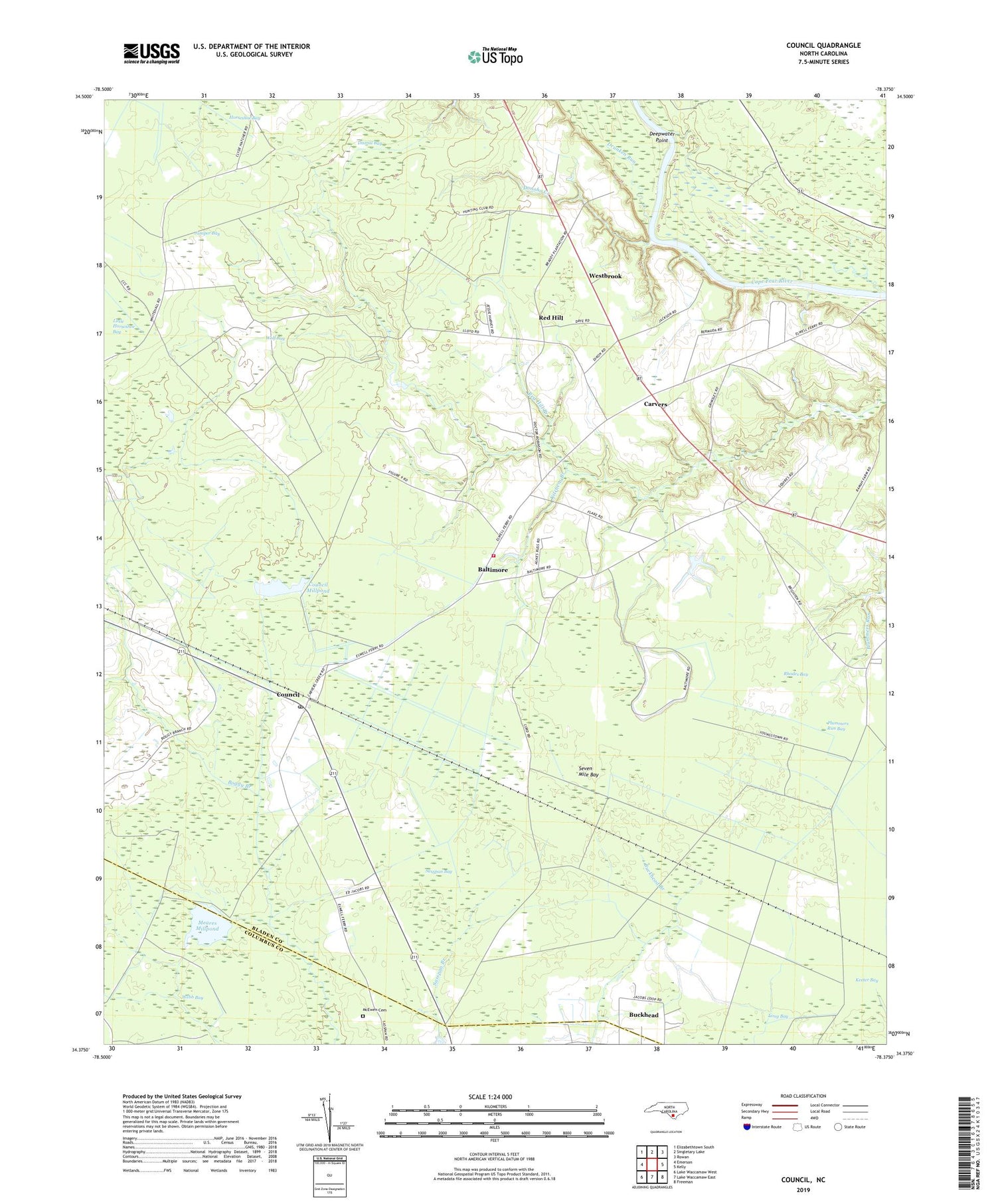 Council North Carolina US Topo Map Image