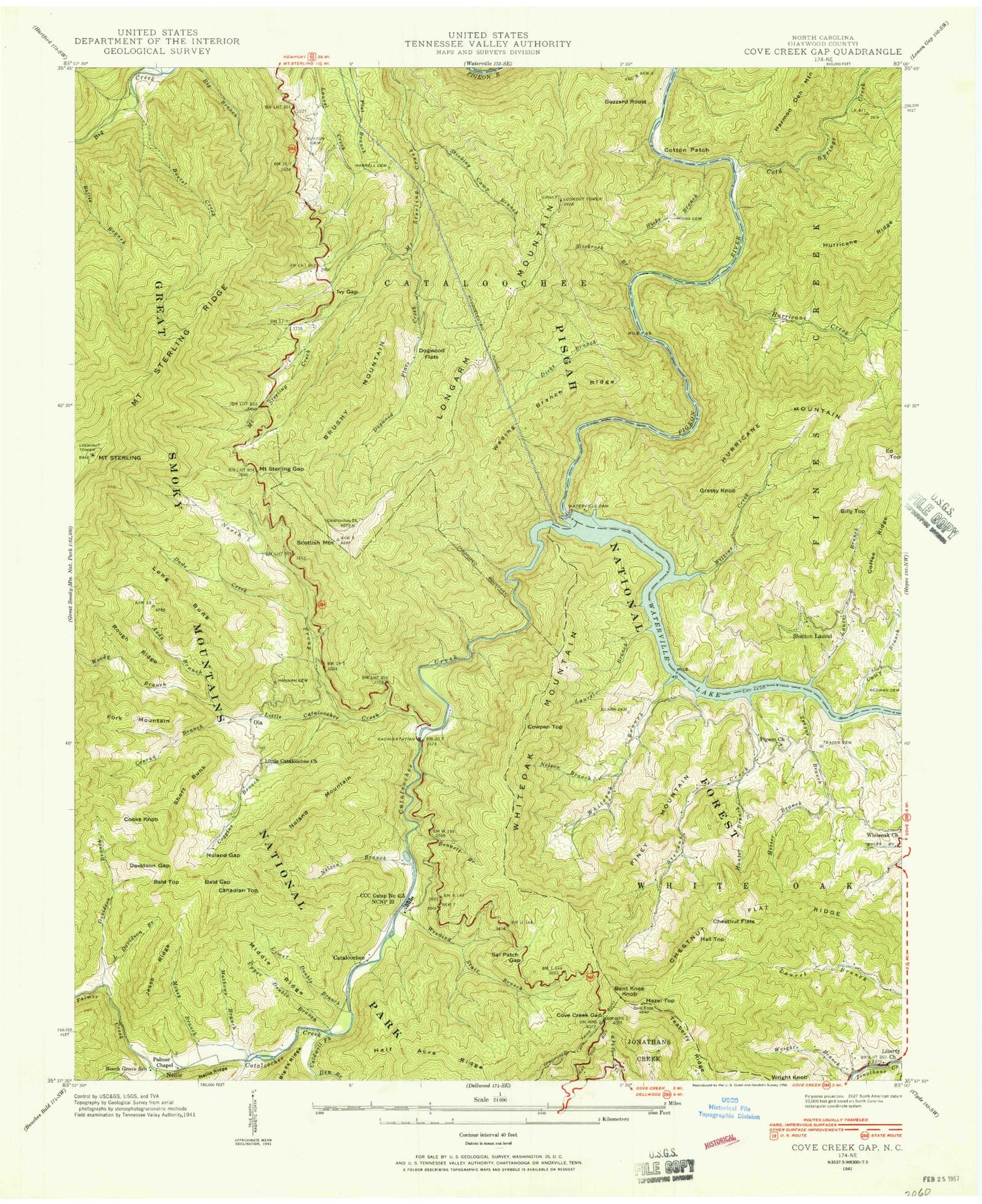 Classic USGS Cove Creek Gap North Carolina 7.5'x7.5' Topo Map Image