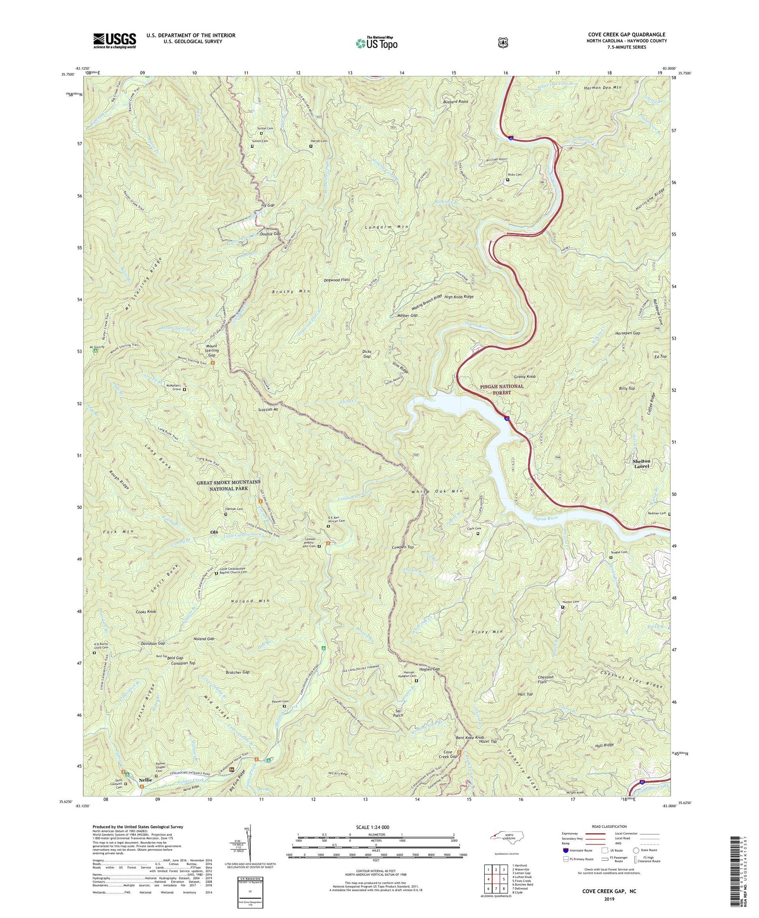 Cove Creek Gap North Carolina US Topo Map Image