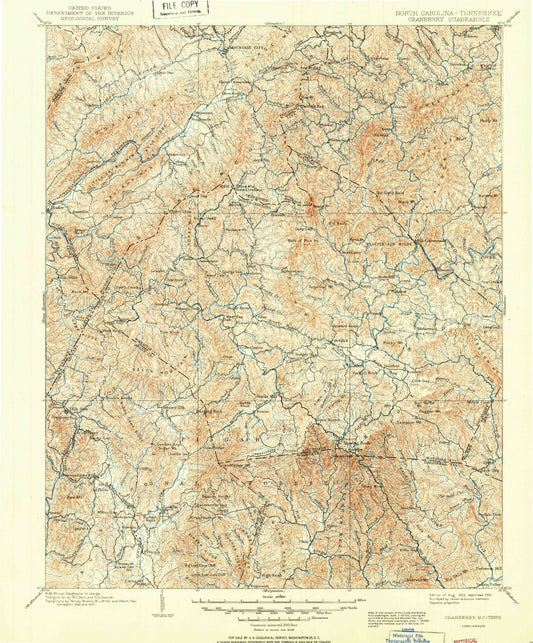 Historic 1902 Cranberry North Carolina 30'x30' Topo Map Image