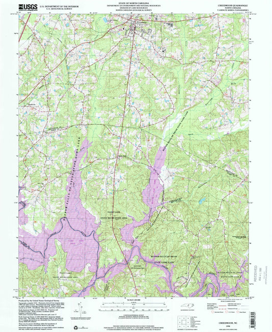 Classic USGS Creedmoor North Carolina 7.5'x7.5' Topo Map Image