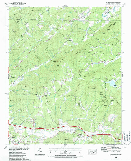 Classic USGS Culberson North Carolina 7.5'x7.5' Topo Map Image