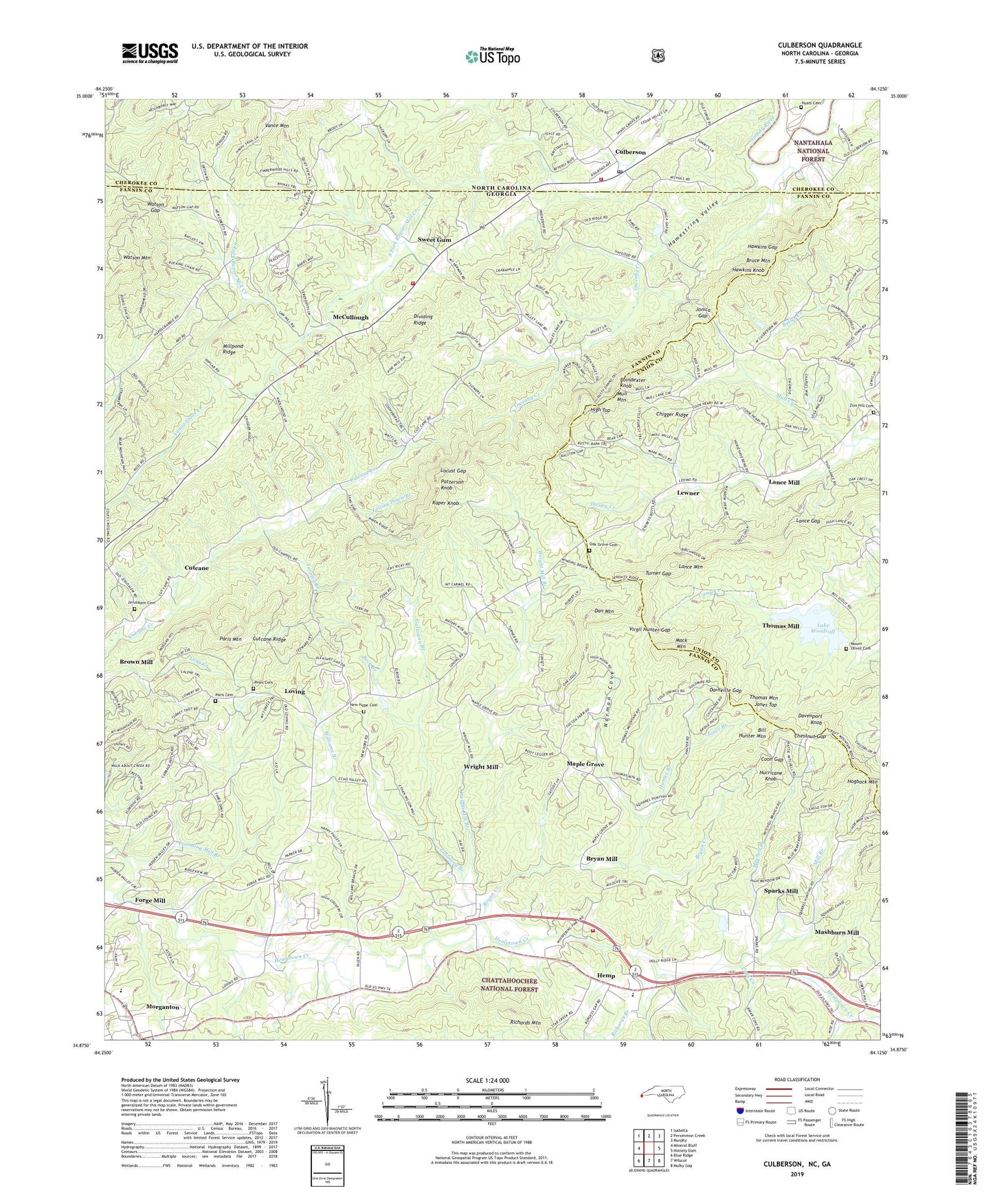 Culberson North Carolina US Topo Map Image