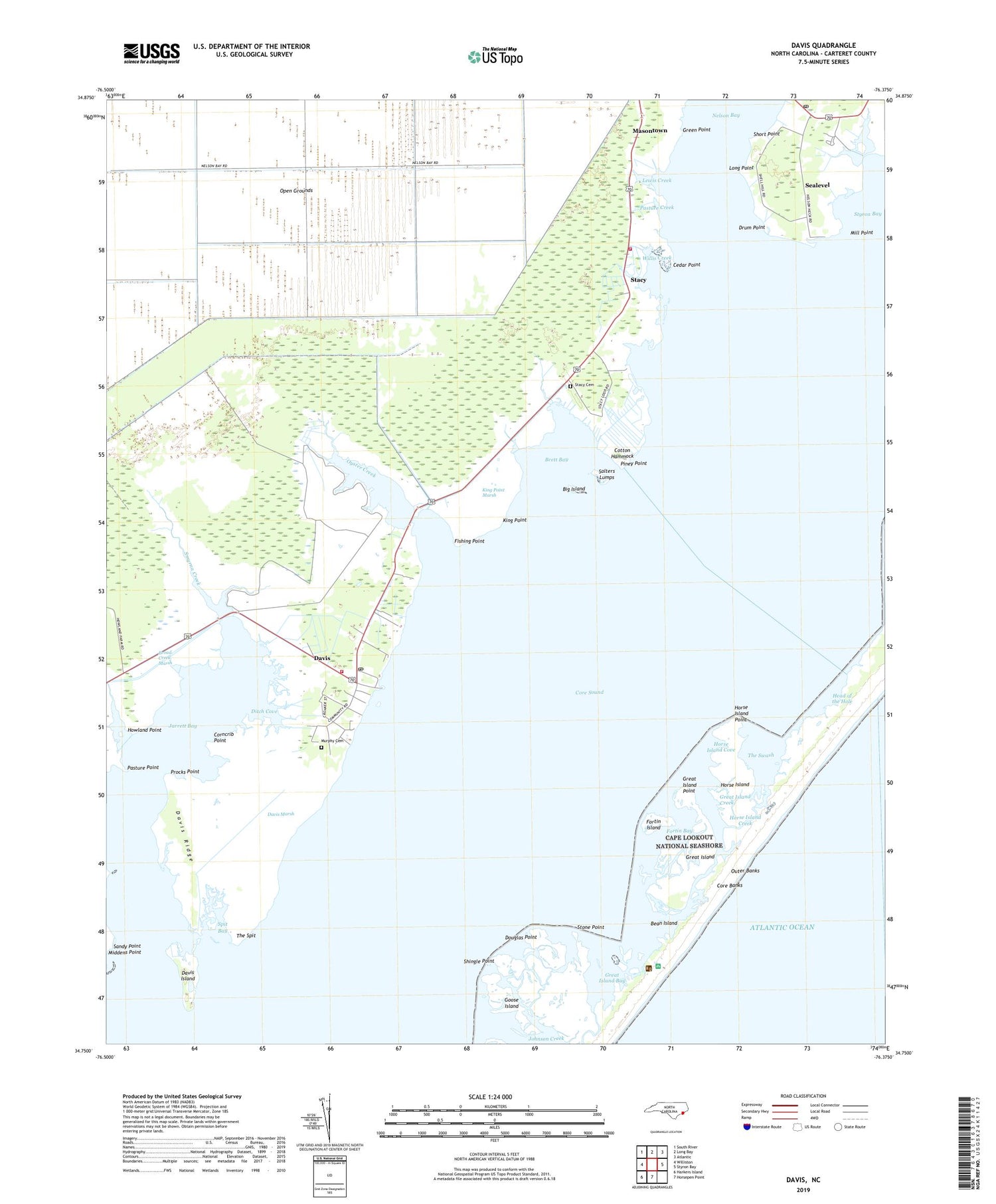 Davis North Carolina US Topo Map Image