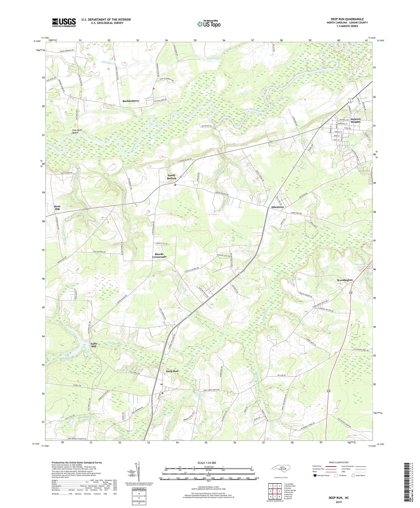 Deep Run North Carolina US Topo Map Image