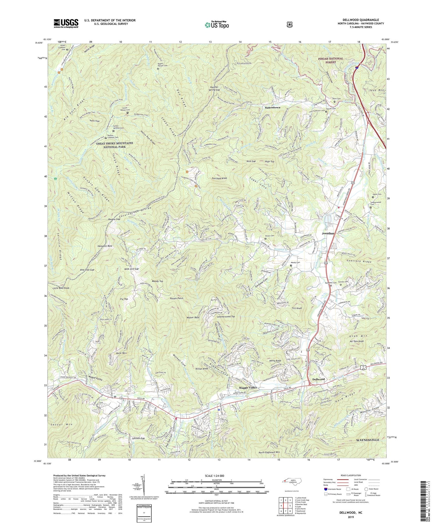 Dellwood North Carolina US Topo Map Image
