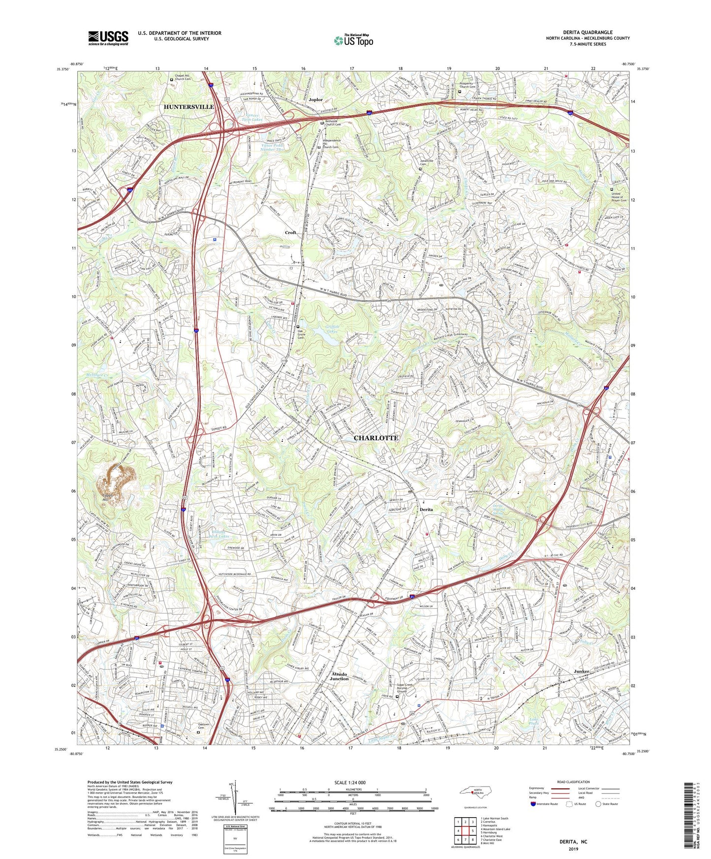 Derita North Carolina US Topo Map Image