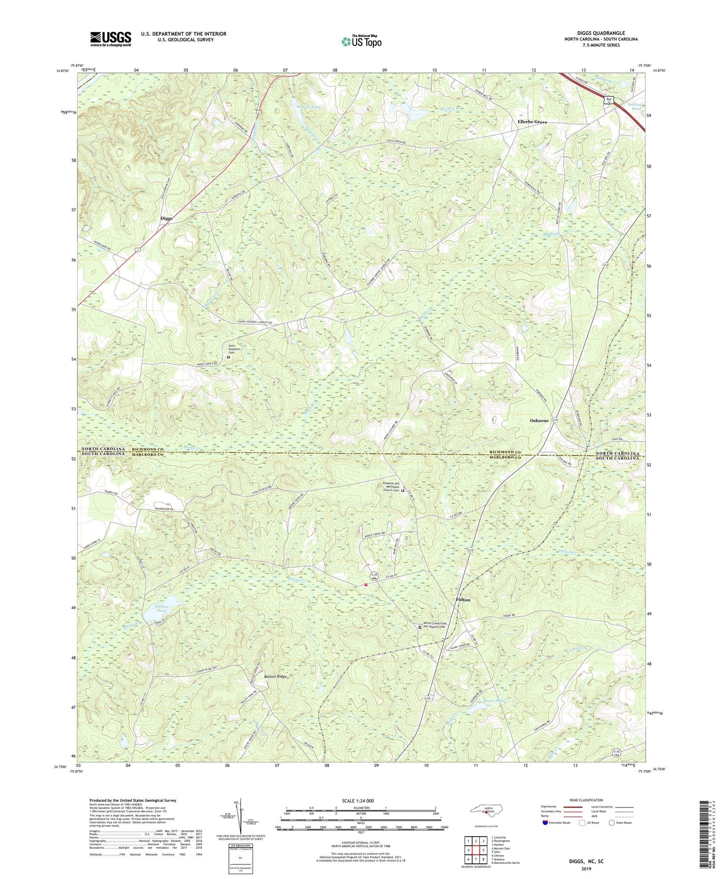 Diggs North Carolina US Topo Map Image