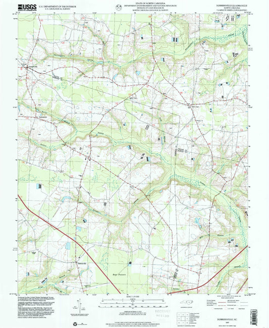 Classic USGS Dobbersville North Carolina 7.5'x7.5' Topo Map Image