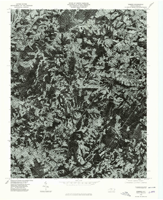 Classic USGS Dobson North Carolina 7.5'x7.5' Topo Map Image