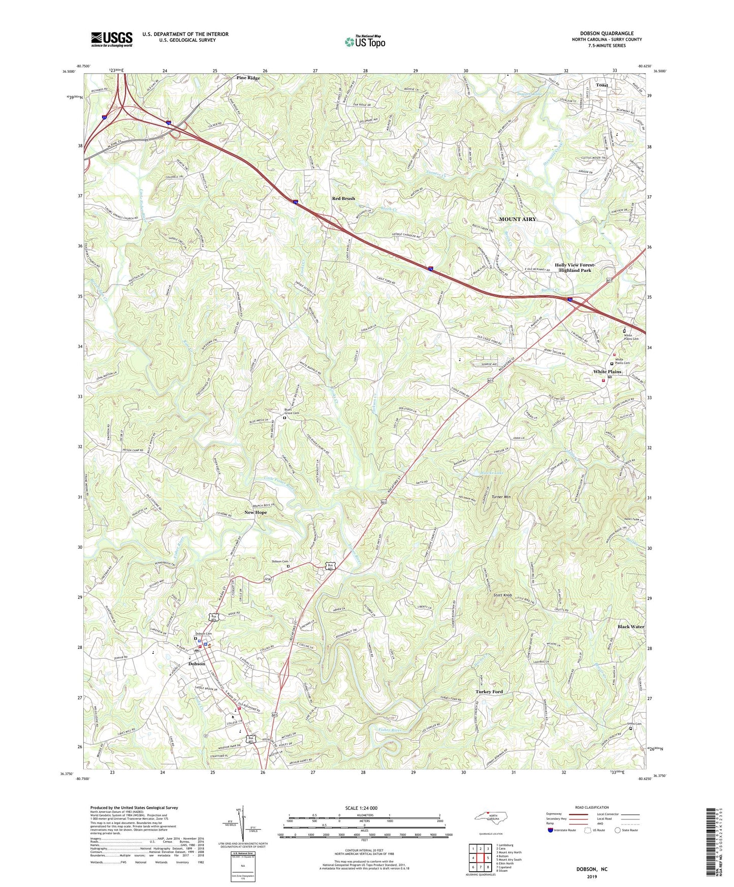 Dobson North Carolina US Topo Map Image