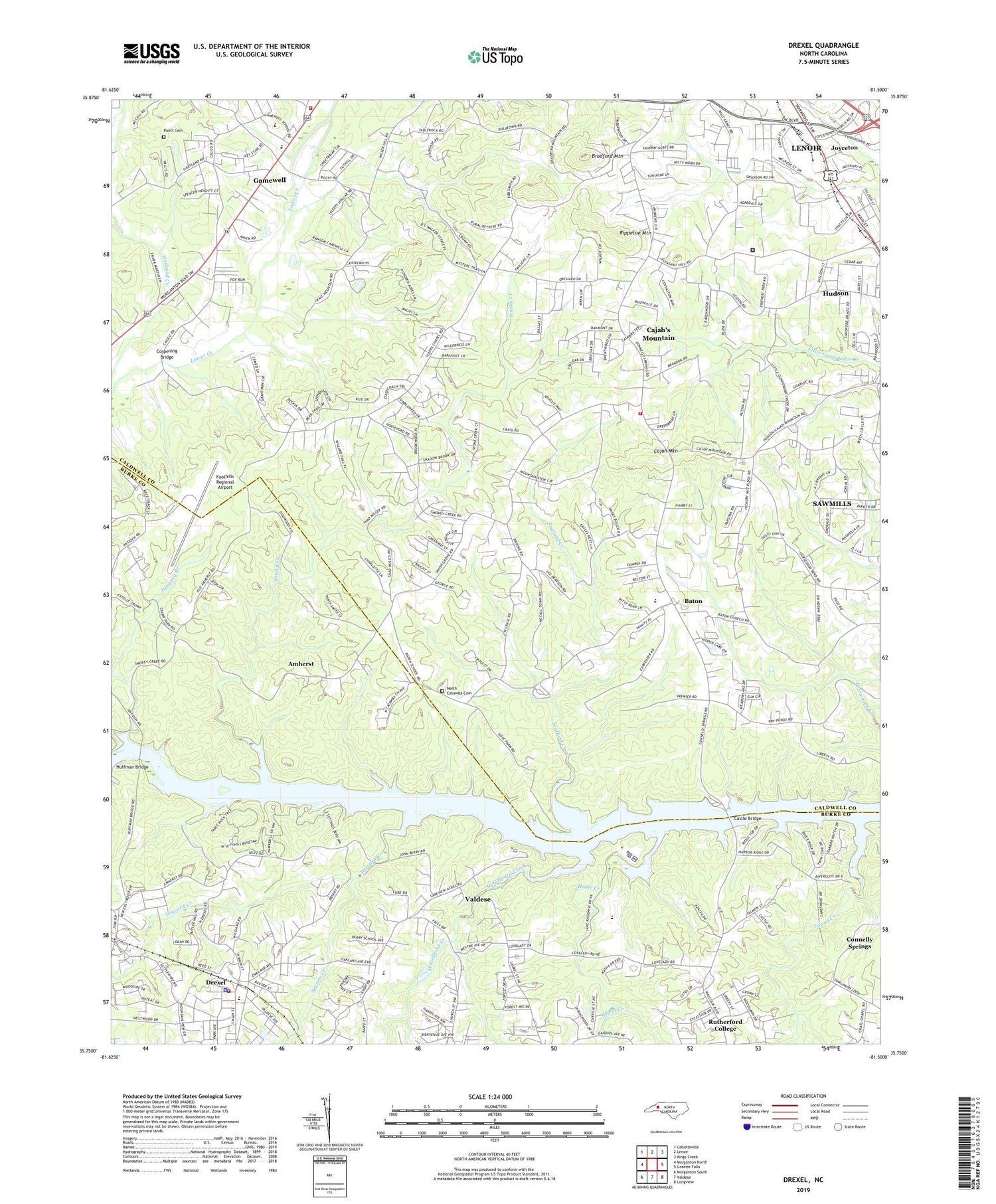 Drexel North Carolina US Topo Map Image