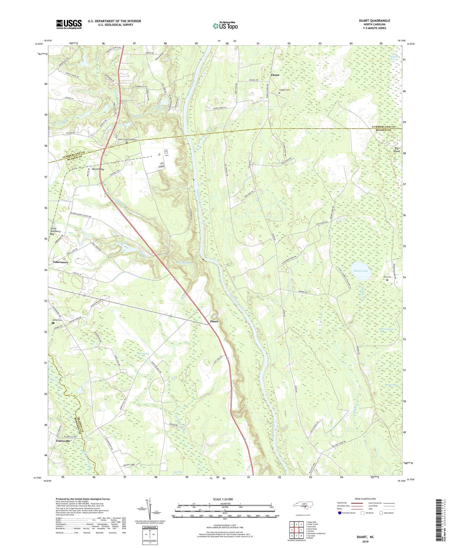 Duart North Carolina US Topo Map Image