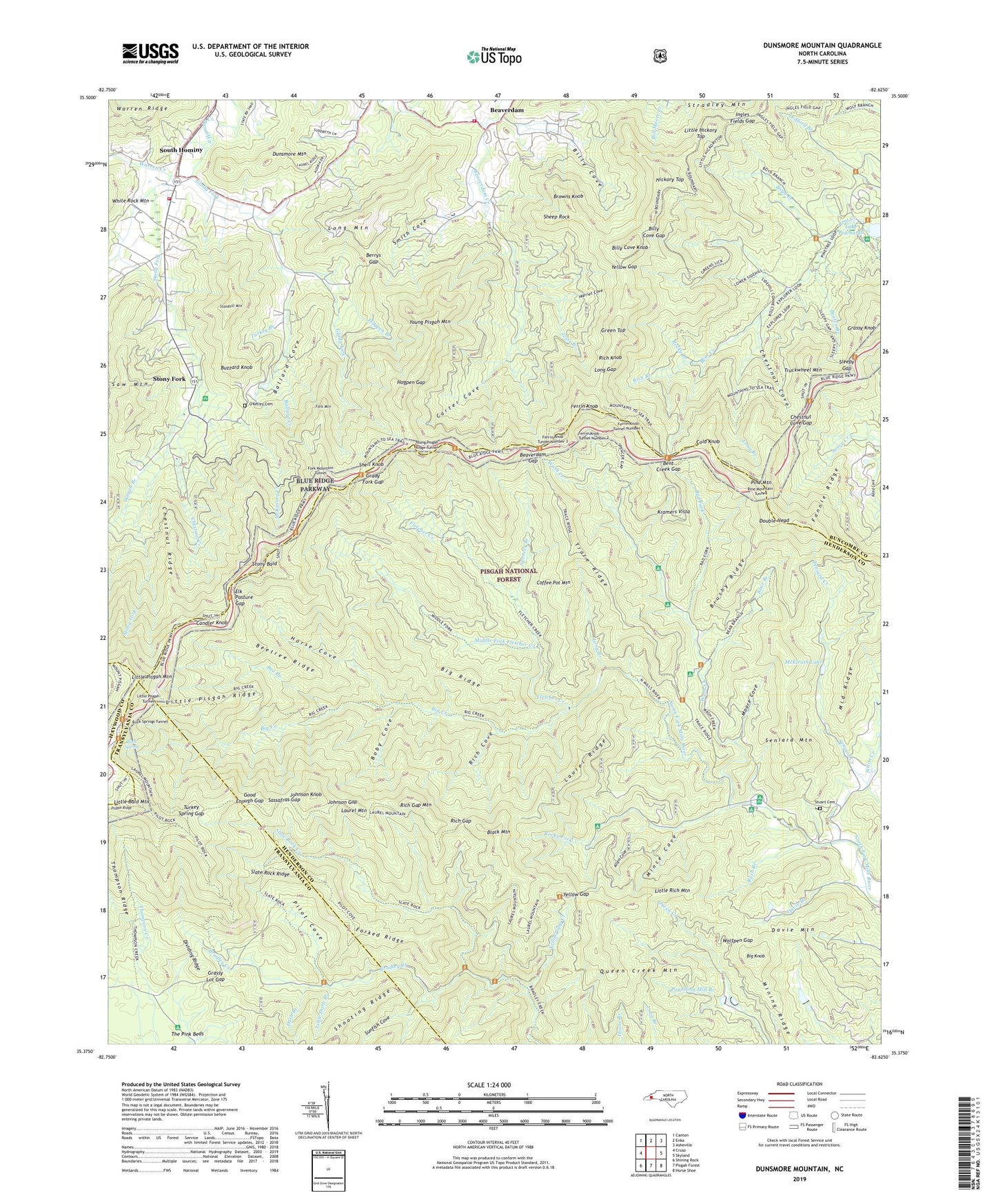 Dunsmore Mountain North Carolina US Topo Map Image