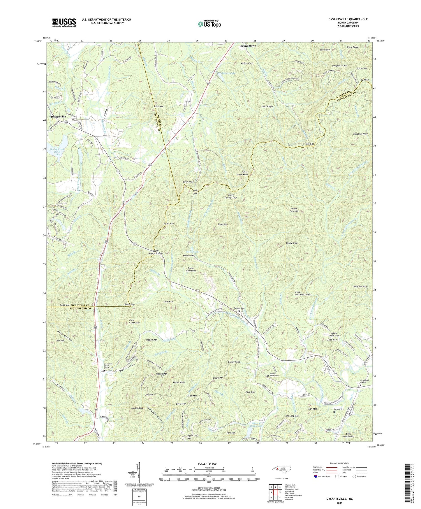 Dysartsville North Carolina US Topo Map Image