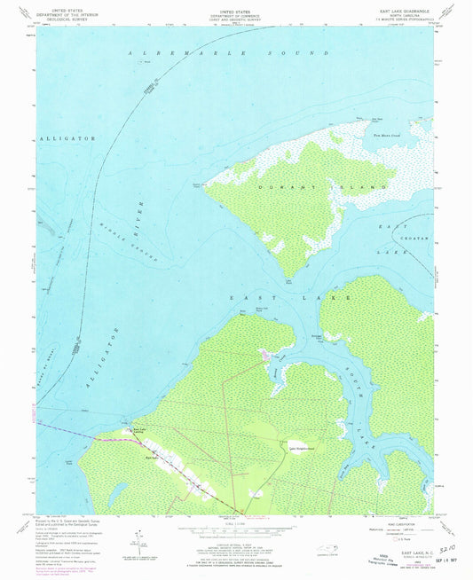 Classic USGS East Lake North Carolina 7.5'x7.5' Topo Map Image