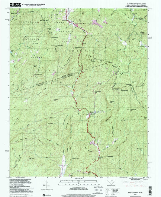 Classic USGS Eastatoe Gap North Carolina 7.5'x7.5' Topo Map Image