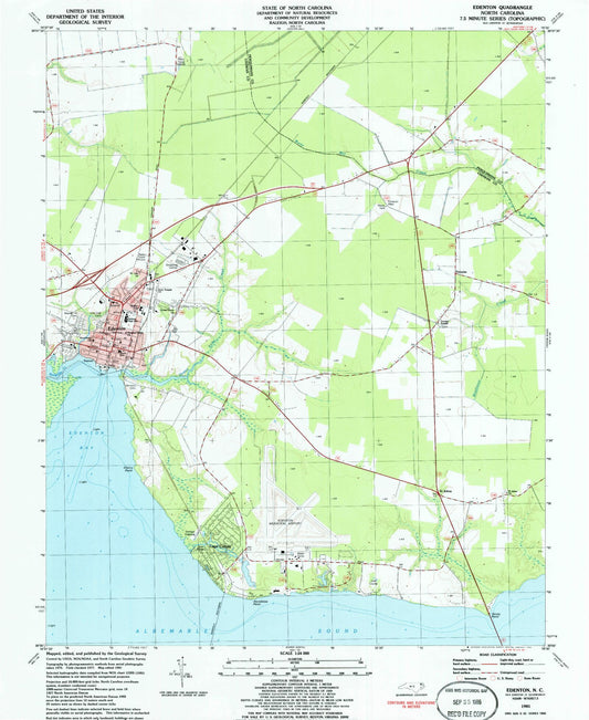 Classic USGS Edenton North Carolina 7.5'x7.5' Topo Map Image