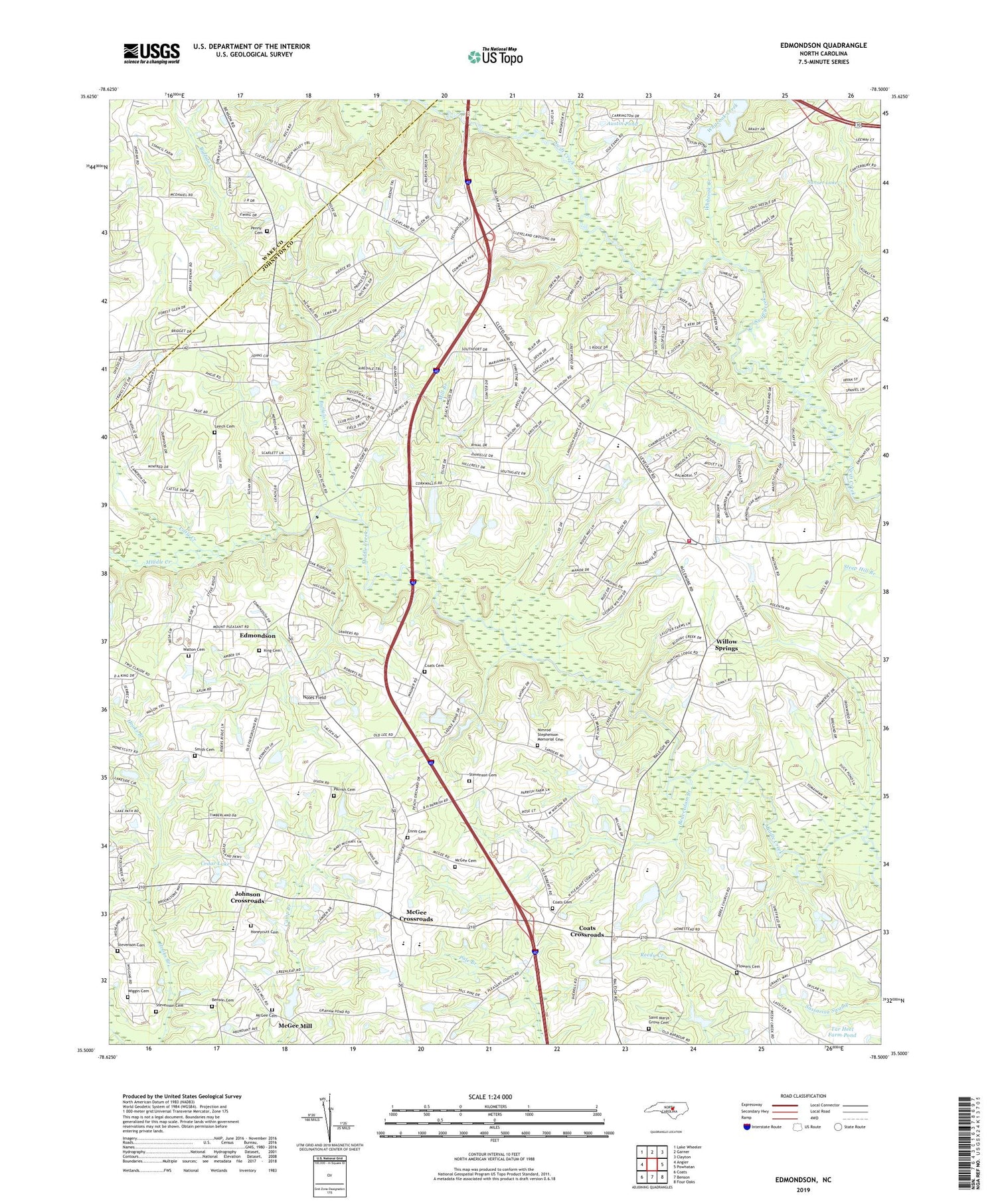 Edmondson North Carolina US Topo Map Image
