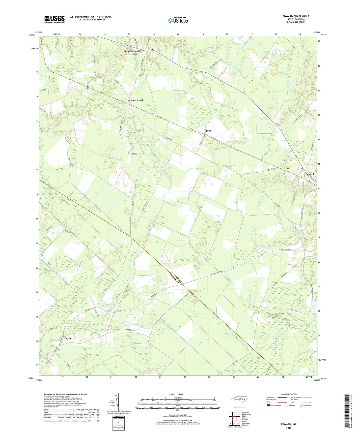 Edward North Carolina US Topo Map Image